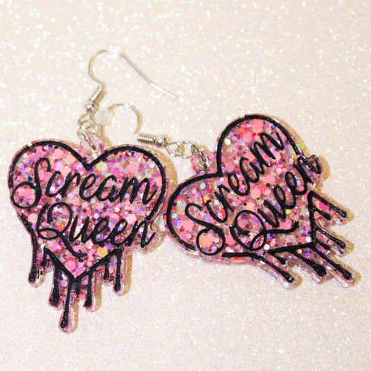 Scream Queen earrings pink