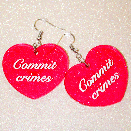 Commit crimes earrings pink